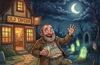 A drunk stumbles out of a bar